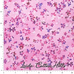 Tela trasera patchwork flores rosas y moradas  DESCUENTO -20 %