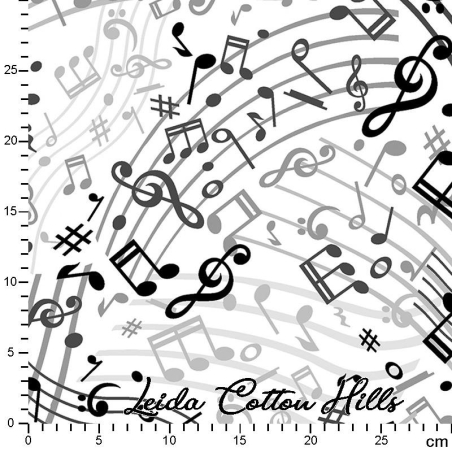 Tela trasera patchwork notas musicales