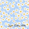 Tela trasera para patchwork con margaritas sobre azul claro ∙ Leida Cotton Hills