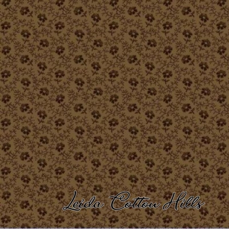 Tela trasera para patchwork tono sobre tono con florecitas en tonos chocolate ∙ Leida Cotton Hills